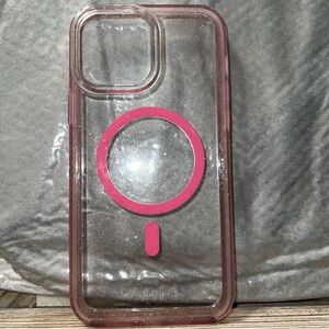 Transparent Pink Phone Case with MagSafe Compatibility